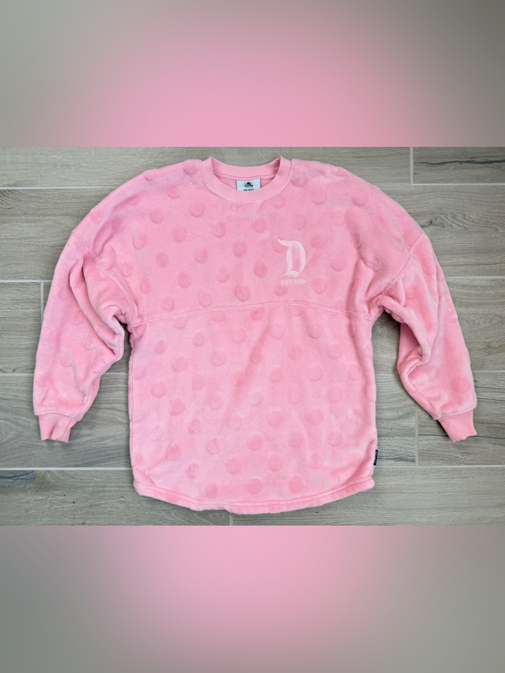 Disney Parks Disneyland Resort Spirit Jersey Fuzzy Plush Velour Pink Small Dot - Picture 2 of 6